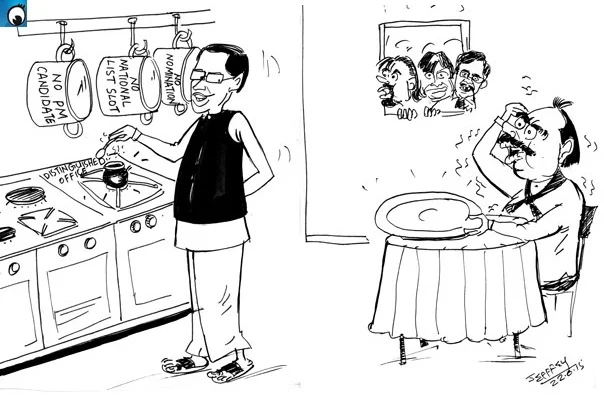 Mahinda is restless until Maithri prepares tea (Monday's cartoon)