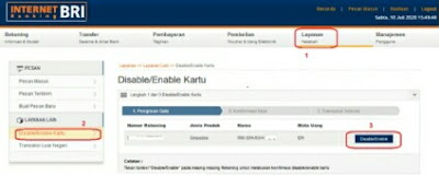 cara buka blokir (disable) kartu atm bri