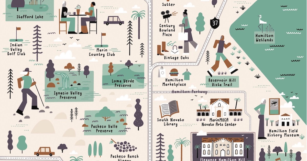 I Draw Maps Illustrated Map of Senior Living Facility in Novato, California, illustrated by