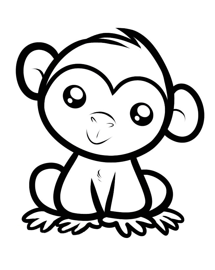 Tranh tô màu con khỉ xinh
