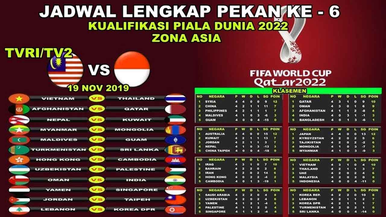 Jadwal Lengkap Kualifikasi Grup Piala Dunia 2022 Qatar Zona Asia