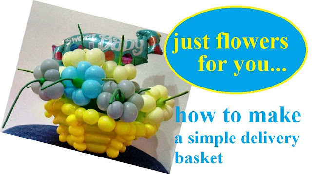 Step by step tutorial|DIY|How to make a simple flower balloon basket. Level: intermediate Technic: Basic twisting By Paraskevi Kaskani