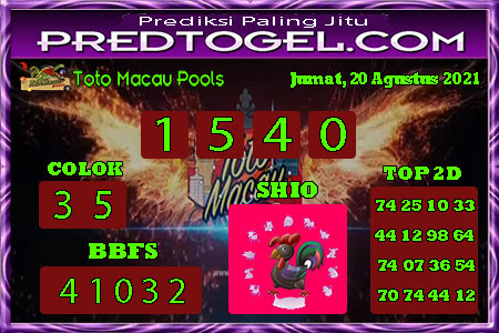 Pred Macau Sabtu 21 Agustus 2021 Toto Macau Terampuh
