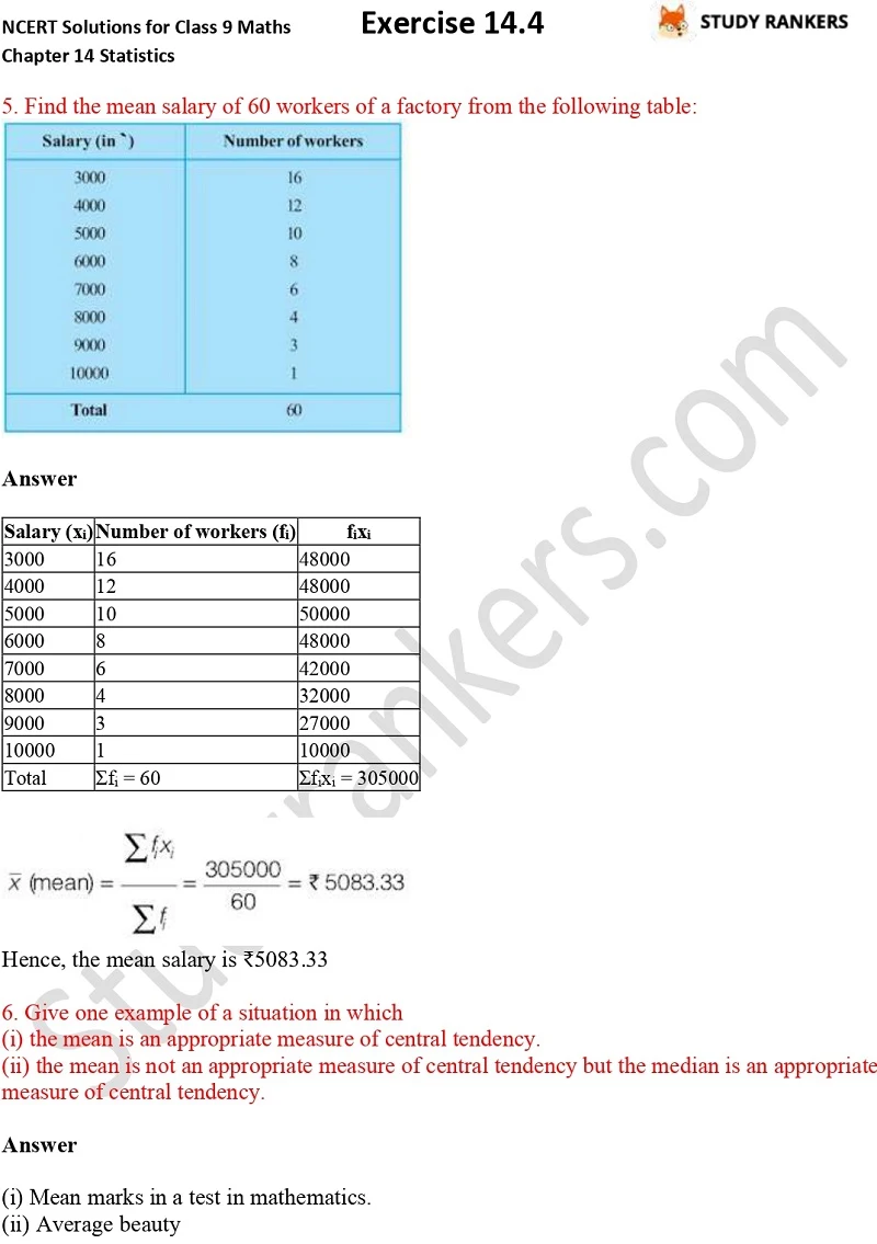 NCERT Solutions for Class 9 Maths Chapter 14 Statistics Exercise 14.4 Part 3