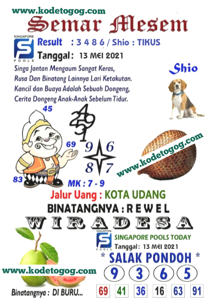 Kode Ramalan Togog Singapura Kamis 13 Mei 2021 Kode Syair Togog