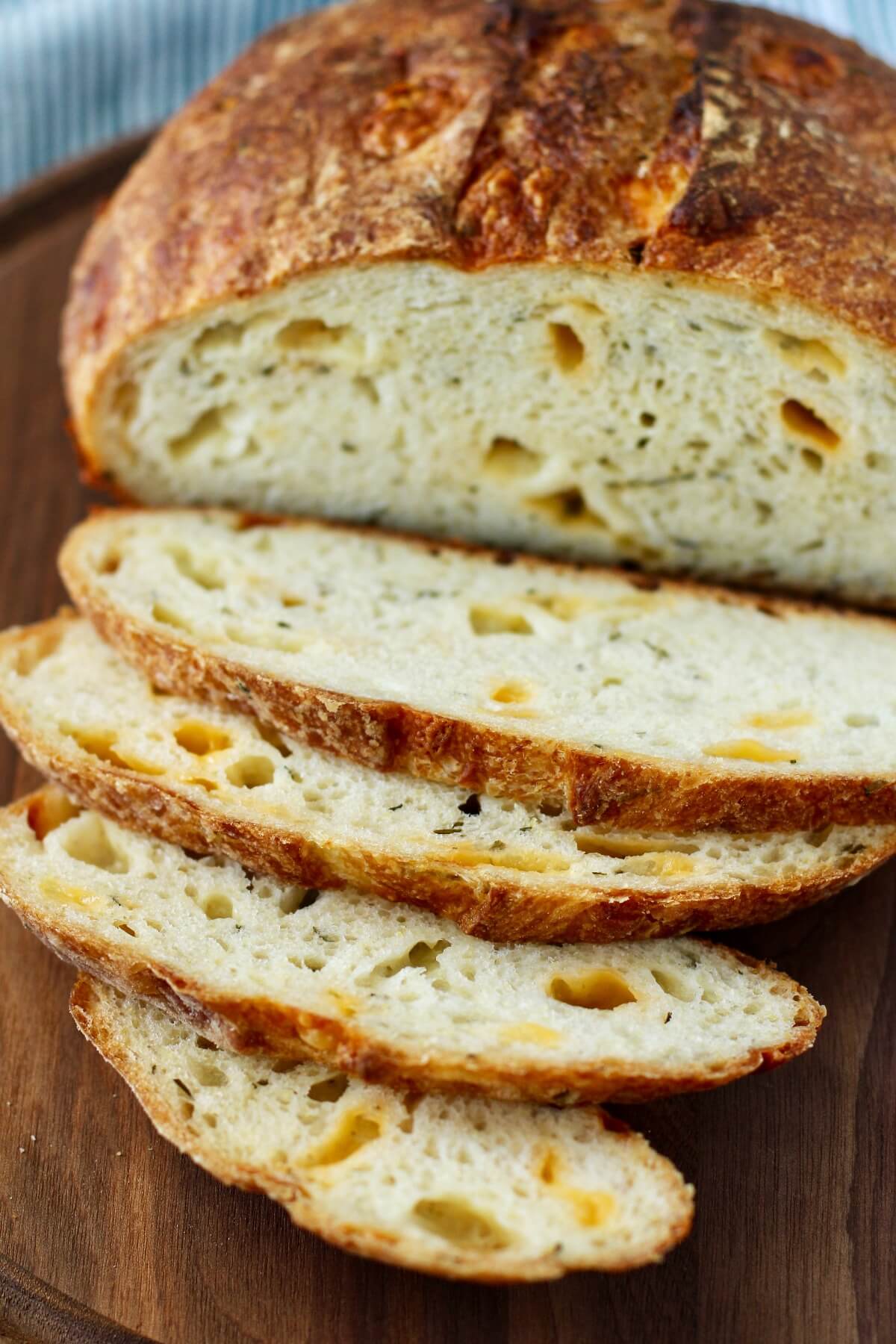 Cheddar Chive Sourdough Bread with cheddar pockets