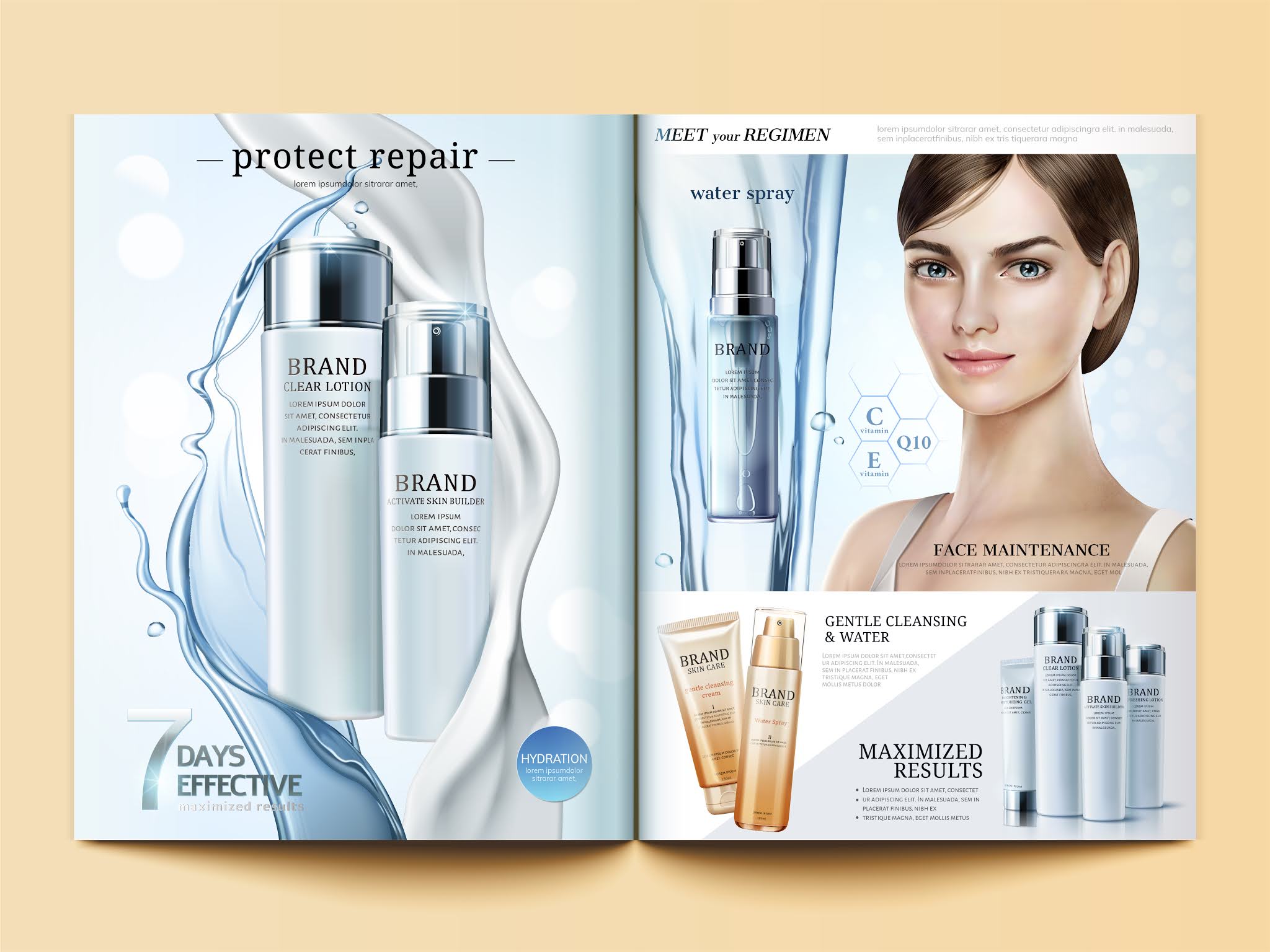 Download the design of a magazine for beauty products in vector format, and you can also convert it into a Photoshop file