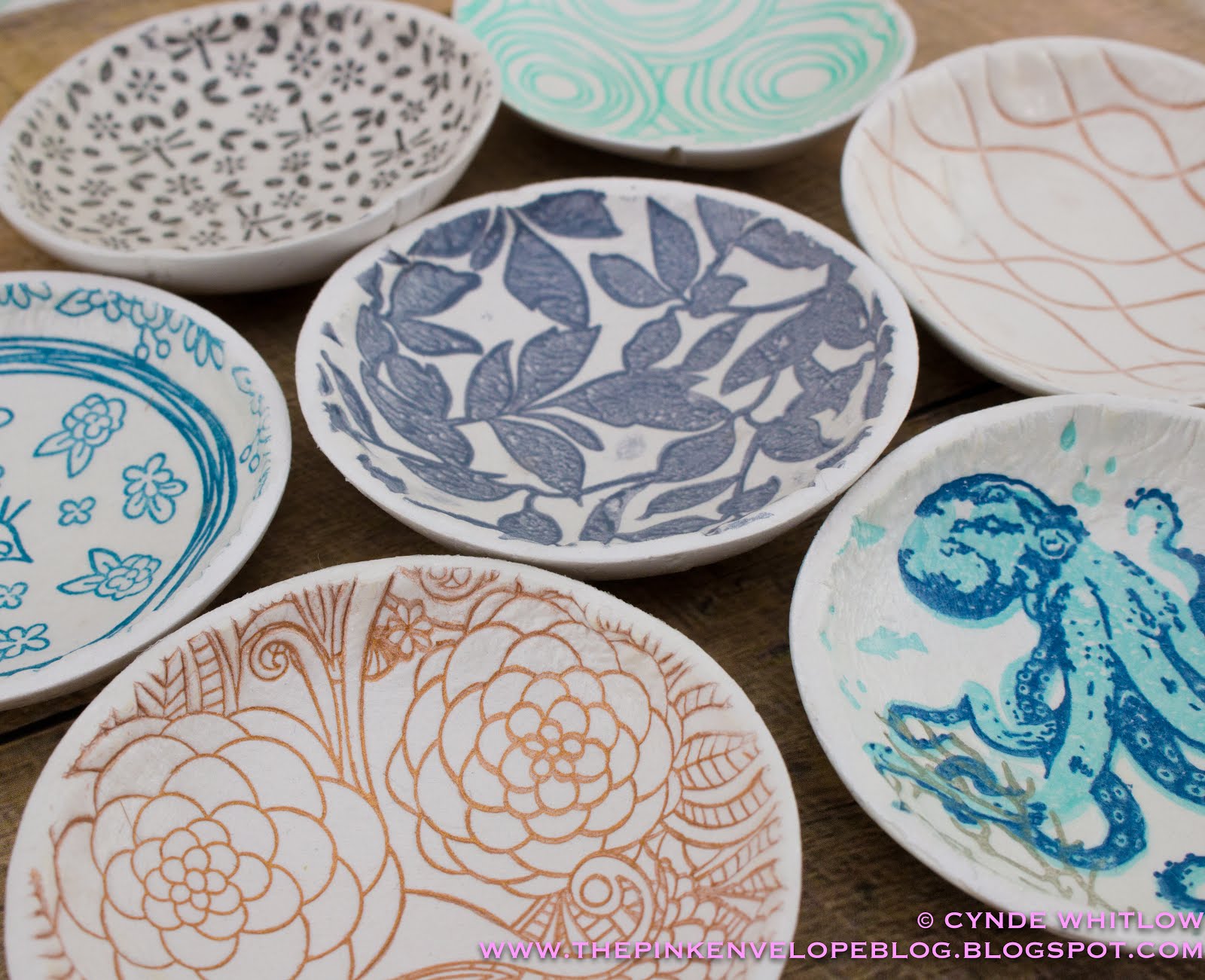 Hand Stamped Clay Bowls The Pink Envelope