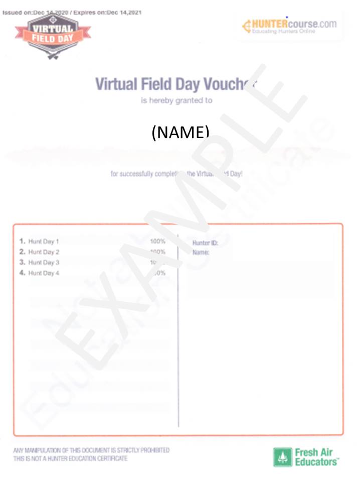 Example of Virtual Field Day Certificate (if by itself)