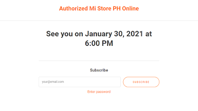 Authorized Mi Store PH Online website launch date - January 30, 2021, 6PM