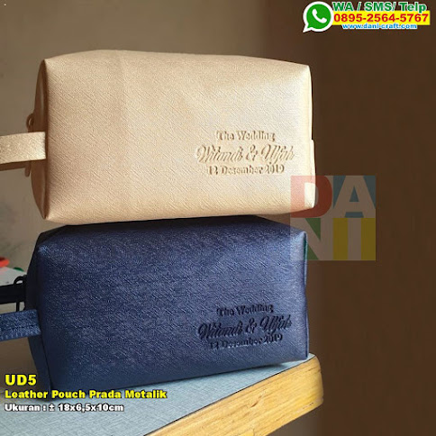 Leather Pouch Prada Metalik