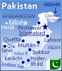 Pakistan map showing major cities and the Indus River