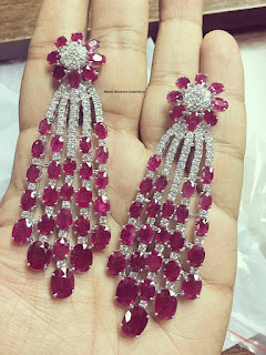 Ruby White Gold Jewellery Bridal Fashion Earring,