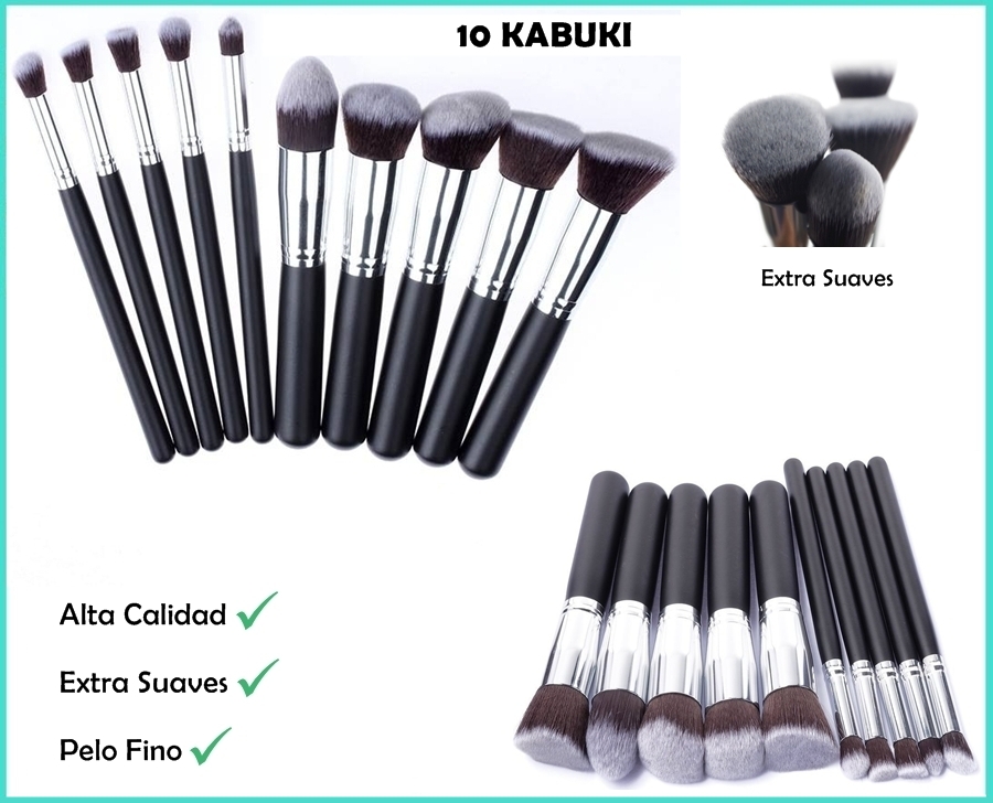 Set 10 Brochas Kabuki + 20 Brochas Ojos + Esponja Maquillaje 349 dOFxt