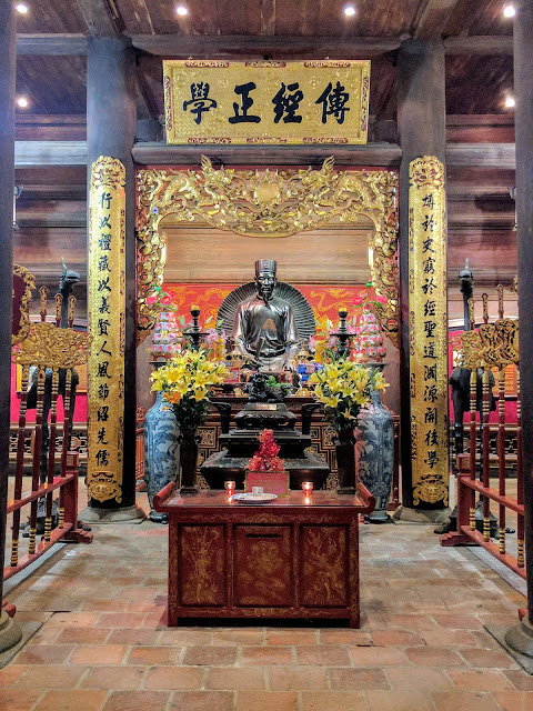 Statue of Confucius at the Temple of Literature in Hanoi, Vietnam