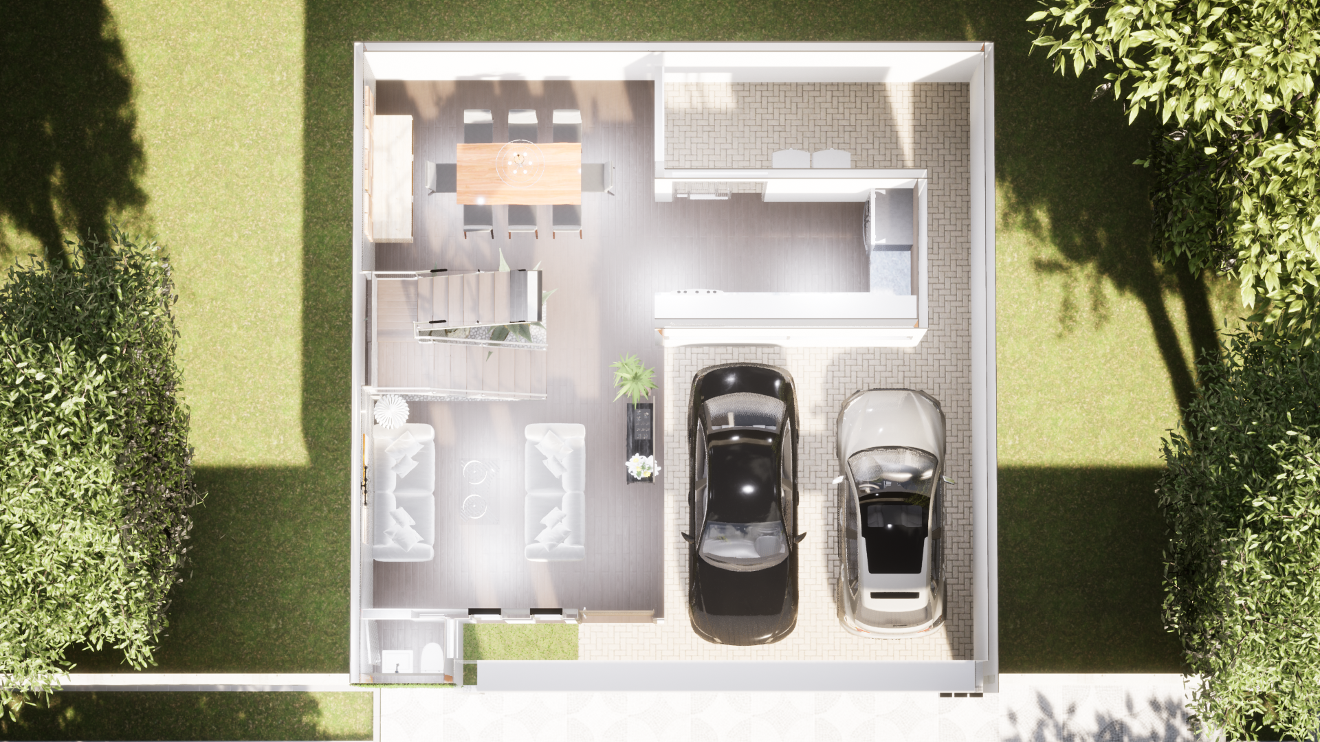 PLANO DE CASA DE 10 X 10 METROS ESTILO MODERNO - ArchTECH