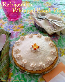 Refrigerator Whipped Peach Pie is an easy, no bake dessert. It’s light and fluffy and full of peach flavor. | Recipe developed by www.BakingInATornado.com | #recipe #pie