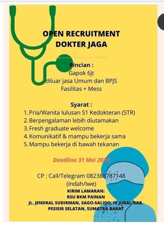 Info Lowongan Kerja Analis Kesehatan Dokter Jaga Di Rumah Sakit Umum Bkm Painan Dan Rs Hermina Di Kota Padang Lowongan Kerja Terbaru