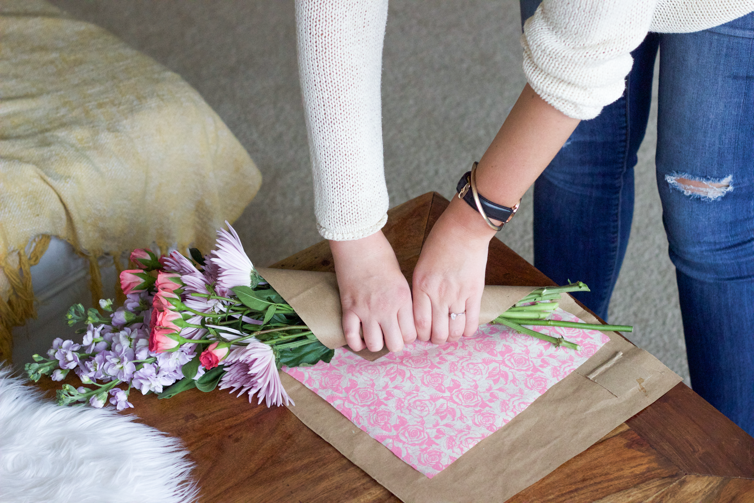 wrapping grocery store flowers