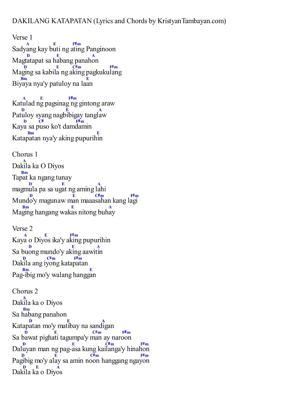 Dakilang Katapatan Pdf Dakilang Katapatan Chords For Guitar - Mobile