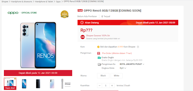 Oppo Reno 5 shopee