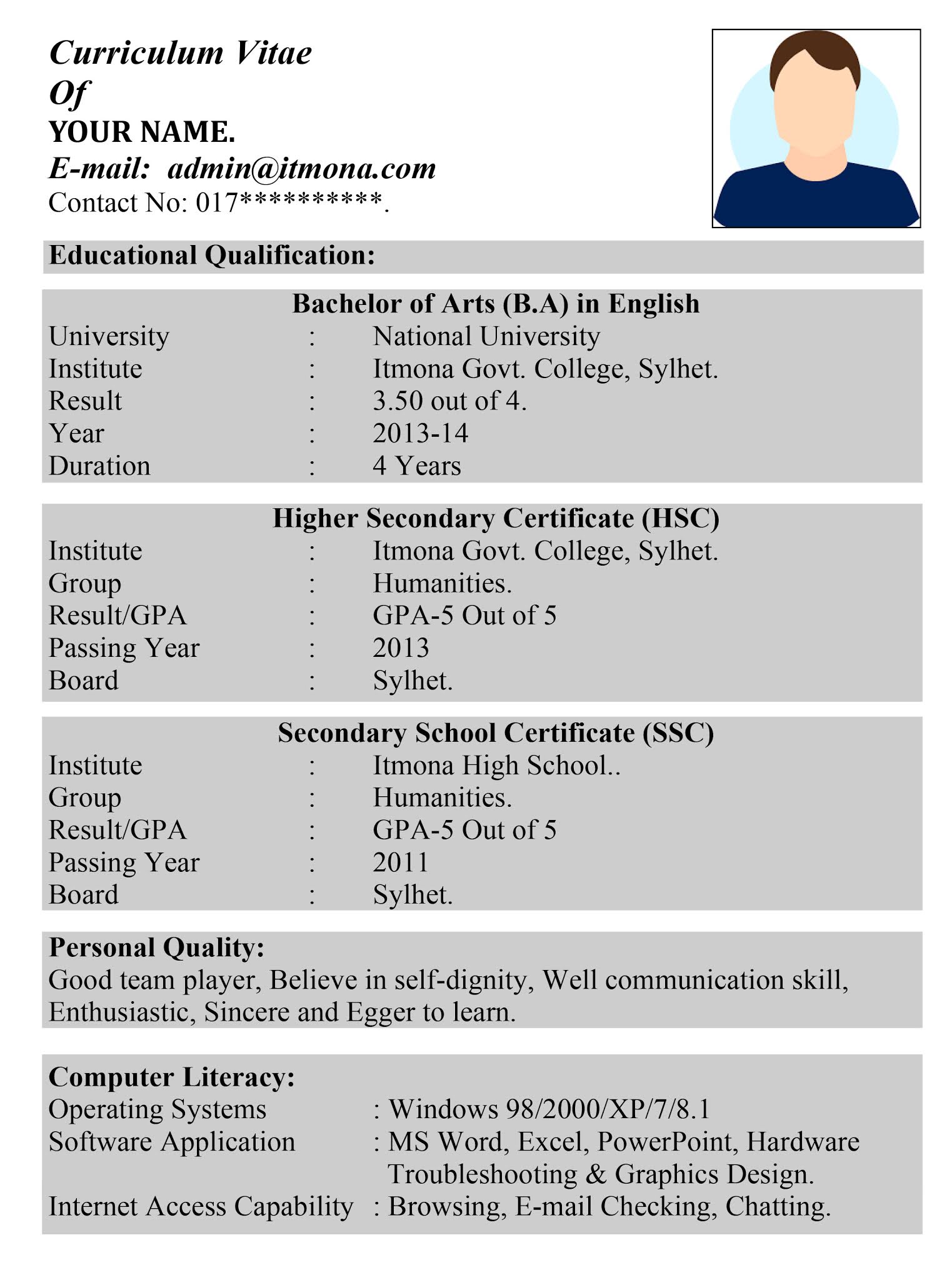 Curriculum Vitae Bd - Birthday Letter
