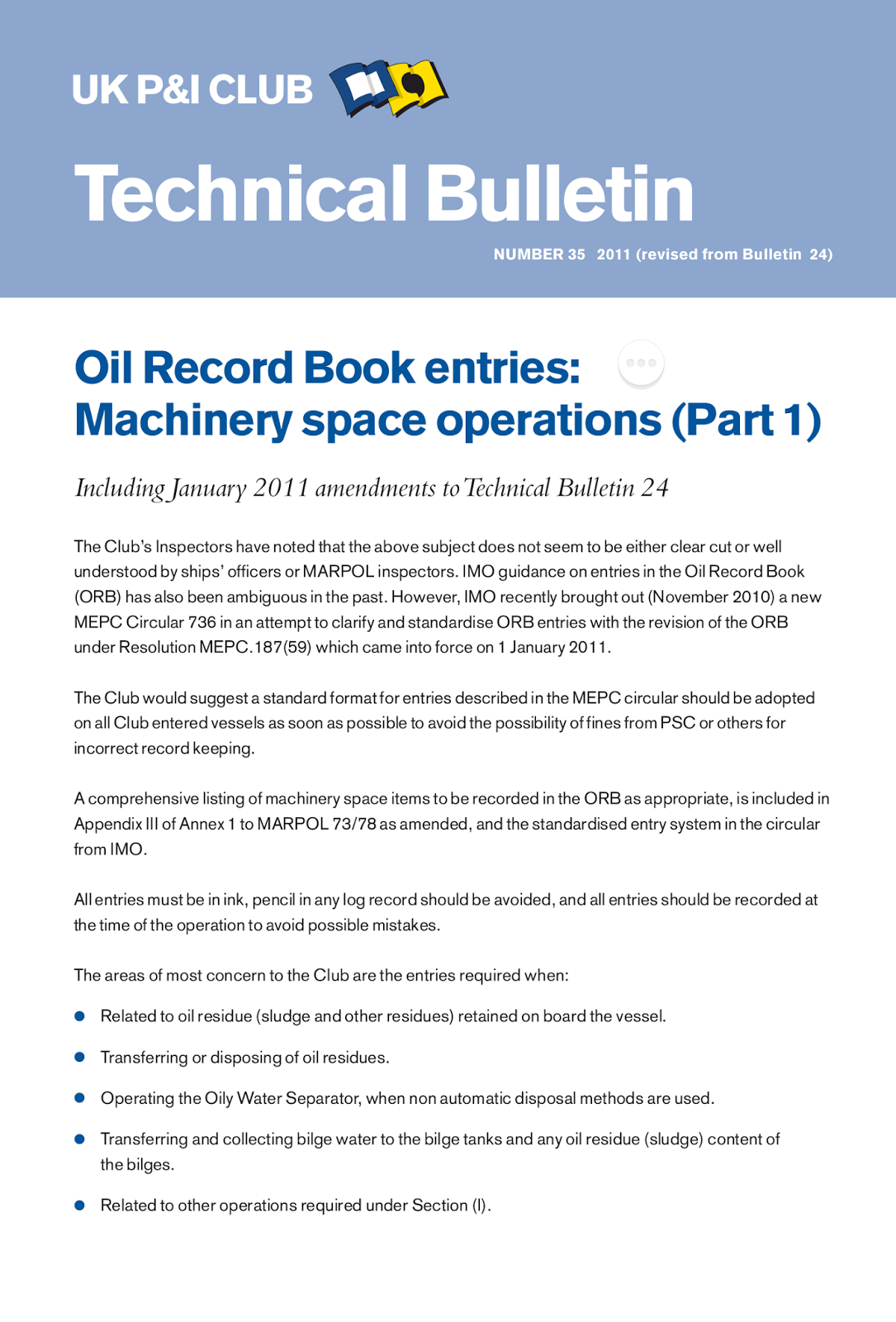 Myanmar Marine Engineers Oil Record Book entries Machinery space