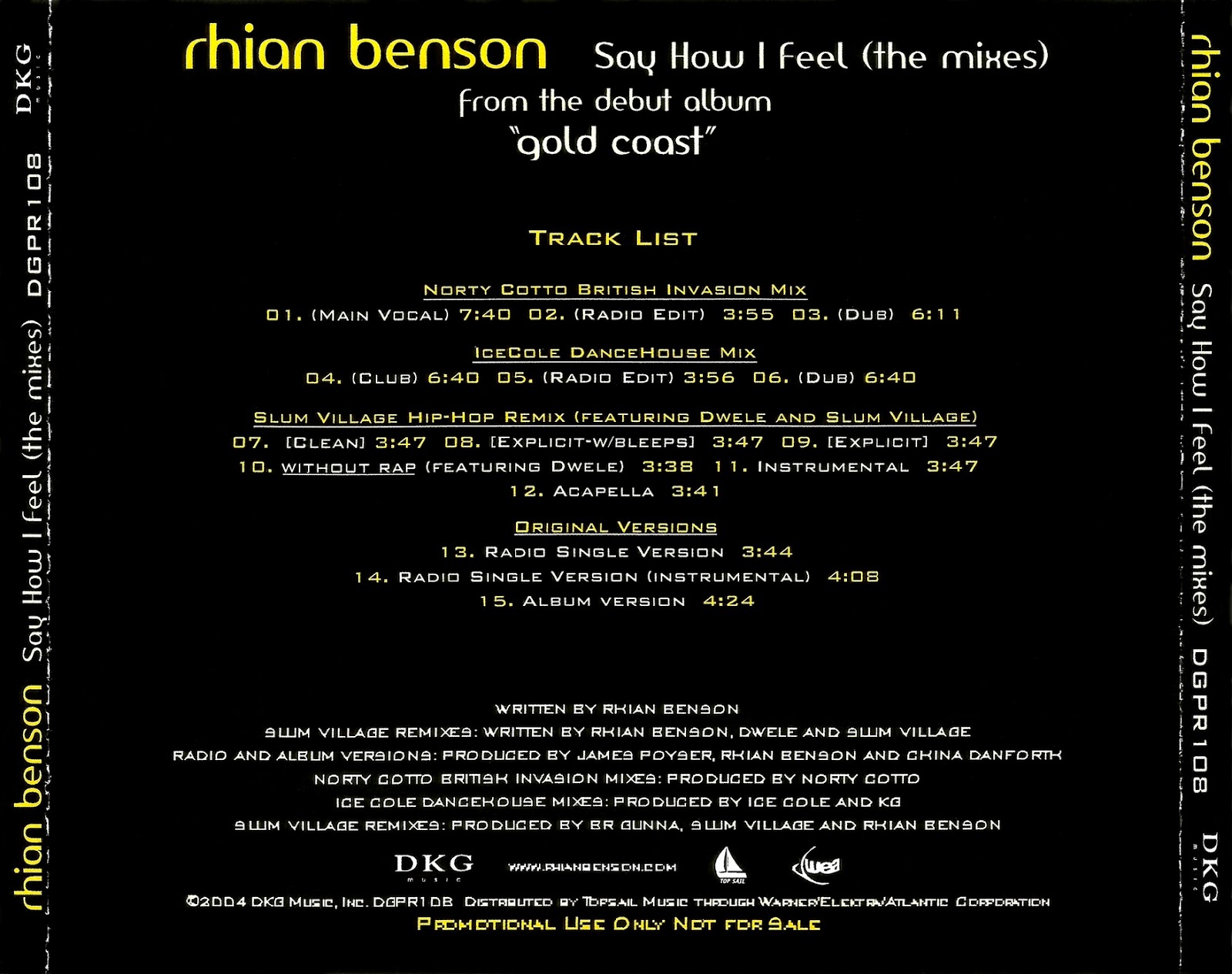 THE CRACK FACTORY Rhian Benson Say How I Feel The Mixes Promo CDM Y H INT
