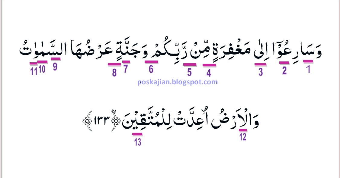 Hukum Tajwid Surat Ali Imran Ayat 133 Lengkap Dengan Penjelasannya