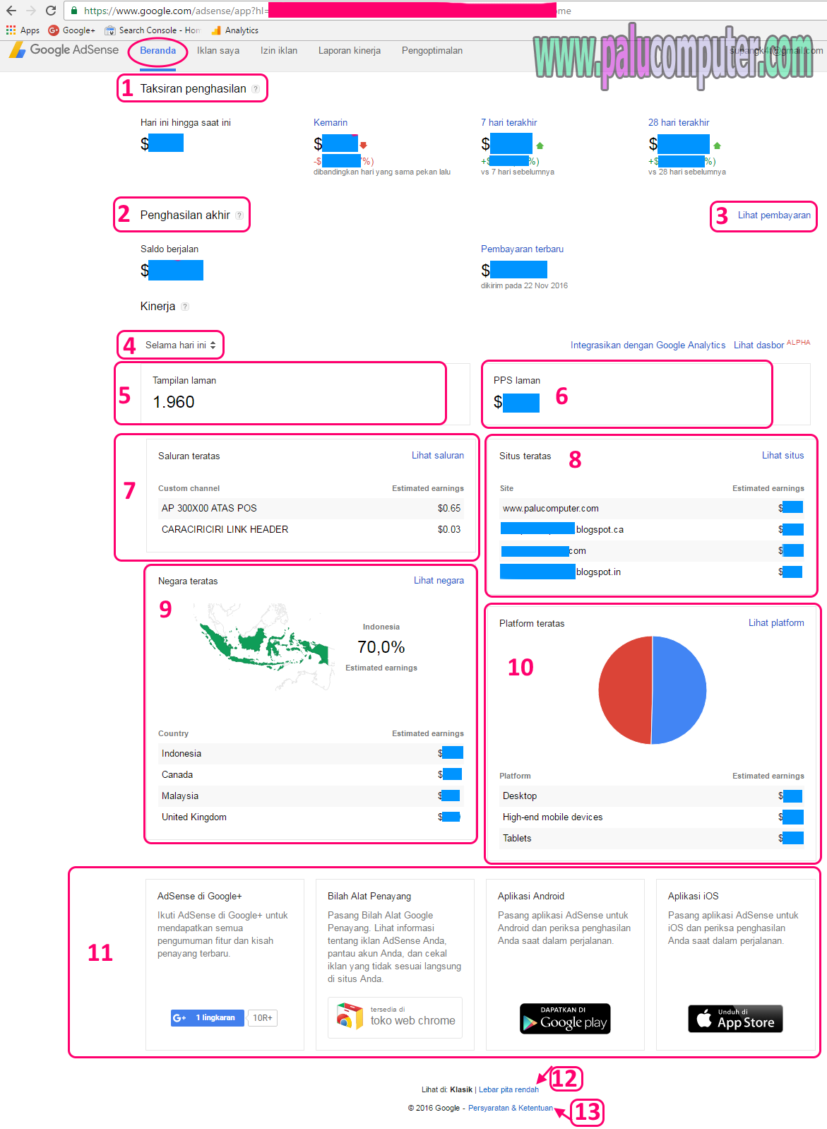 Mengetahui Fungsi Menu Menu Yang Ada Di Akun Google Adsense Belajar Komputer Dasar Palu
