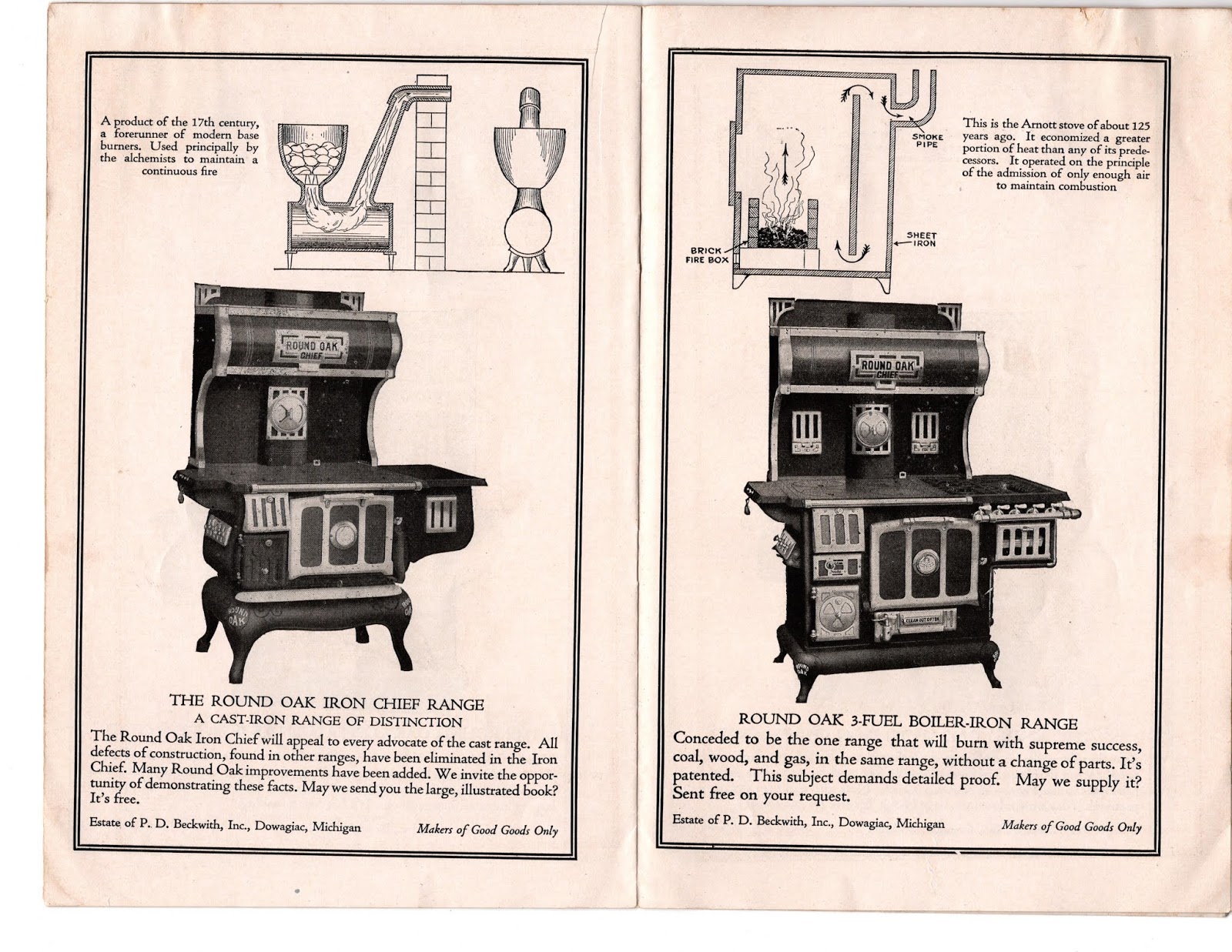 Wood Cookstove Cooking Round Oak Stove Brochure