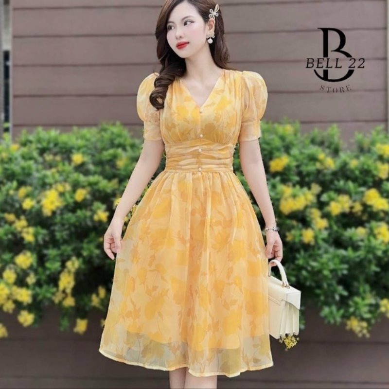 ĐẦM VOAN TAY PHỒNG( CÓ MÚT) ĐÍNH CƯỜM EO MÀU VÀNG B917 4 sm 2023 07 18 15 39 52 0700 yQWLcTTETR