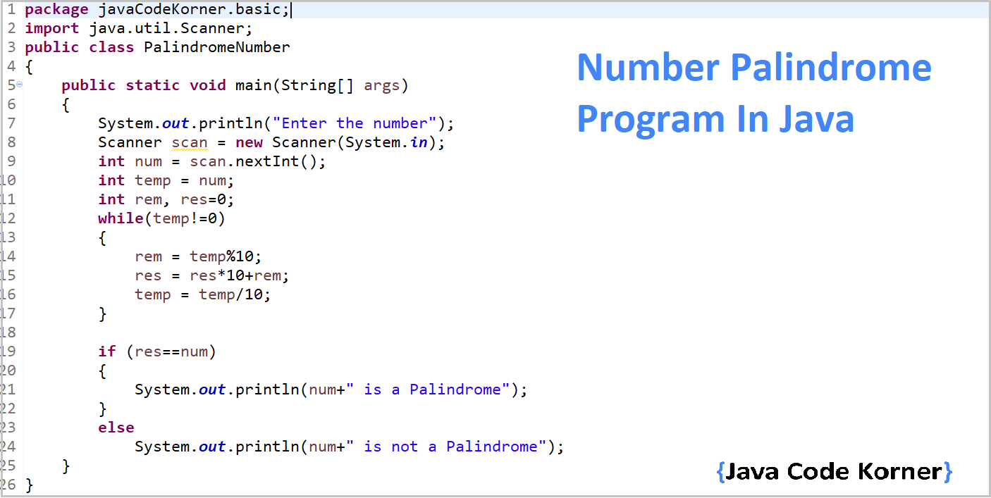 Write A Palindrome Program In Java