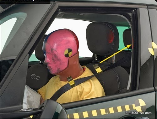 Fiat 500L driver side crash test dummy