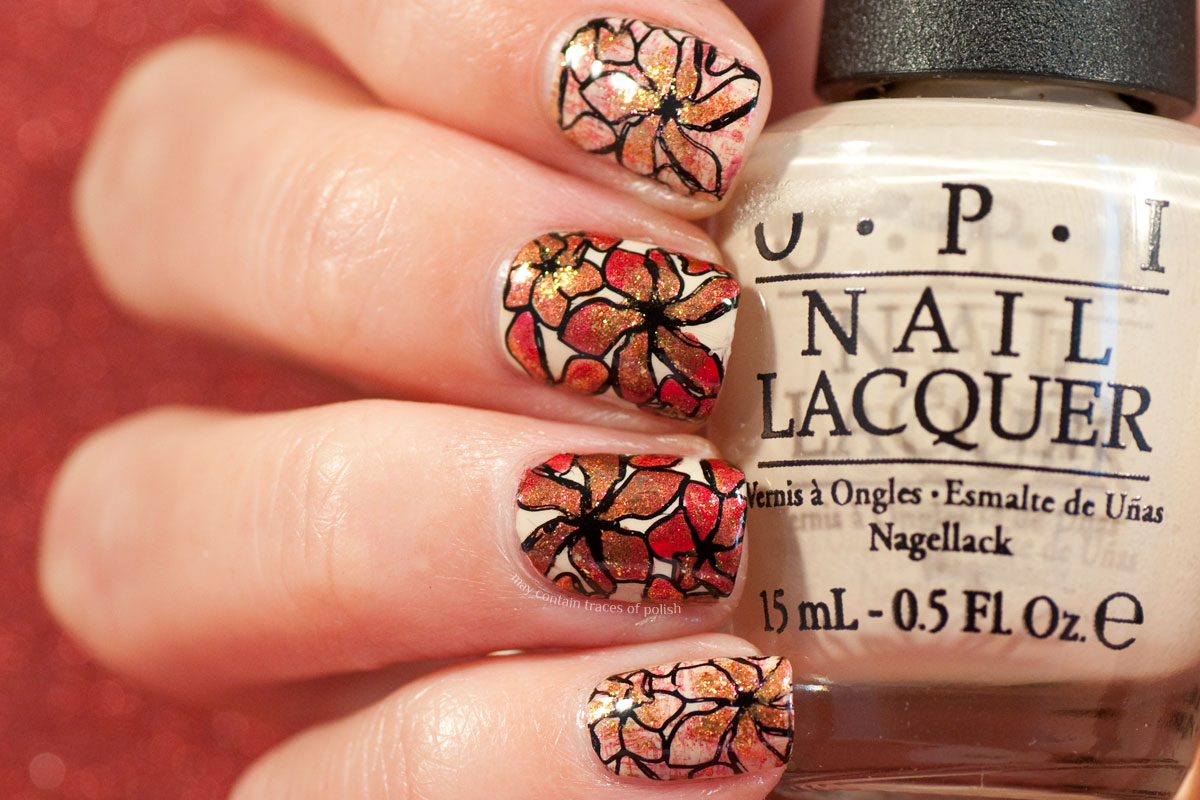 Autumn Golden Floral Nails - May contain traces of polish