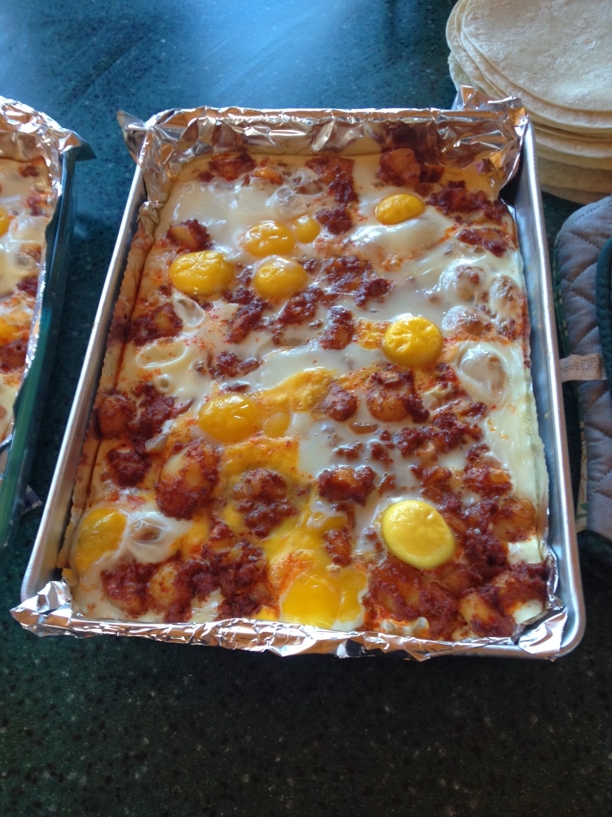 The Good Life Baked Eggs Over Chorizo and Potatoes