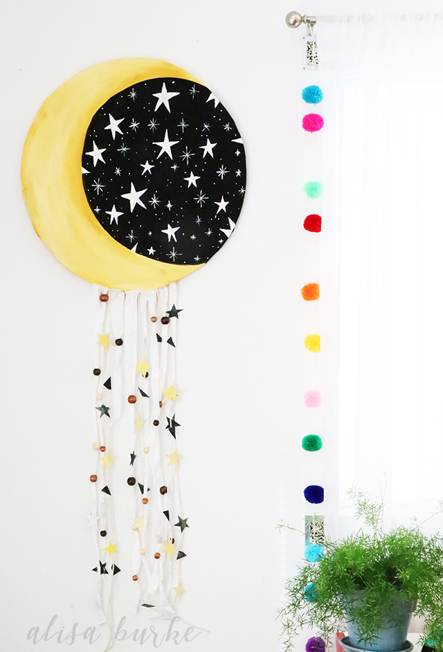 moon and stars wall hanging