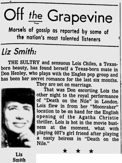 Zebradelic Lois Chiles newspaper coverage 19721978