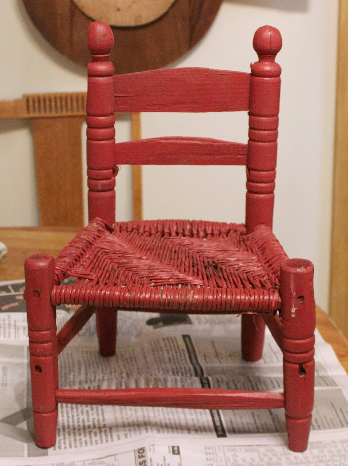 Rustic Barn Red Child's Chair Gets A Christmas Nordic Makeover