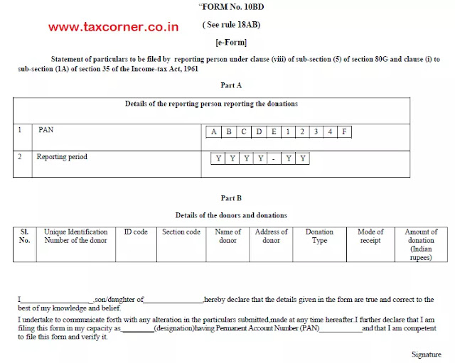 Statement of Donation in Form No. 10BD Certificate of Donation in Form 10BE Section 80G(5