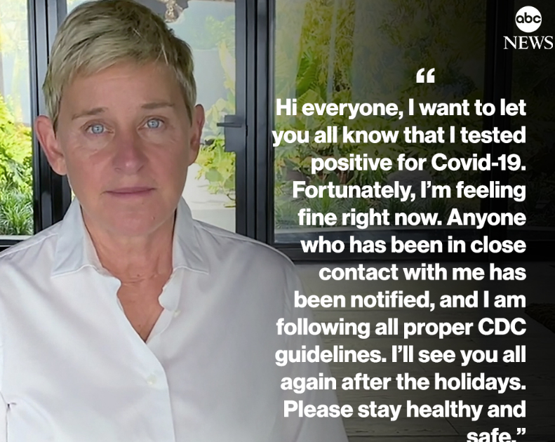 Media Confidential Ellen DeGeneres Tests Positive For COVID19