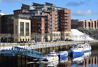 Boats at a landing stage on the Quayside