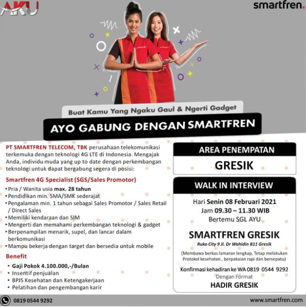 Walk In Interview Di Pt Smartfren Telecom Tbk Gresik Februari 2021 Lowongan Kerja Surabaya Juni 2021 Lowongan Kerja Jawa Timur Terbaru