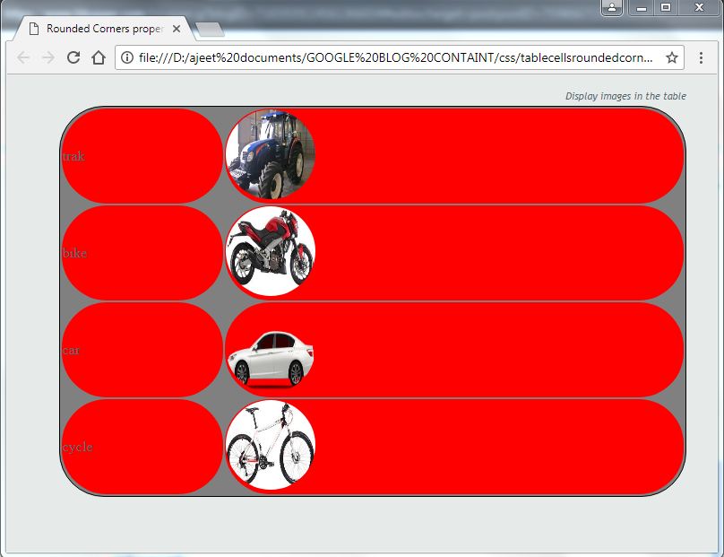 New technologies Rounded Corners property on Table Cells