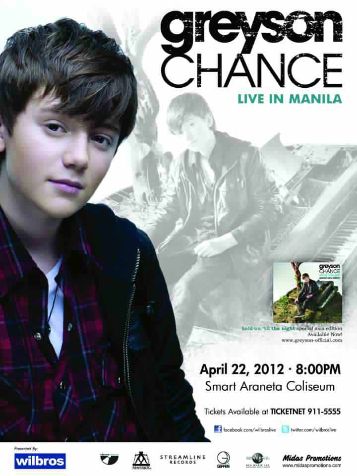GREYSON CHANCE LIVE IN MANILA 2012 – TICKET PRICES