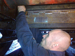 Chris fitting the back damper door to Twizell's new ashpan