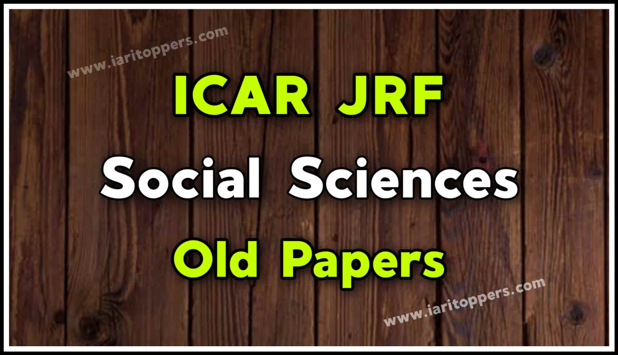 ICAR JRF Social Sciences Old Papers PDF Download