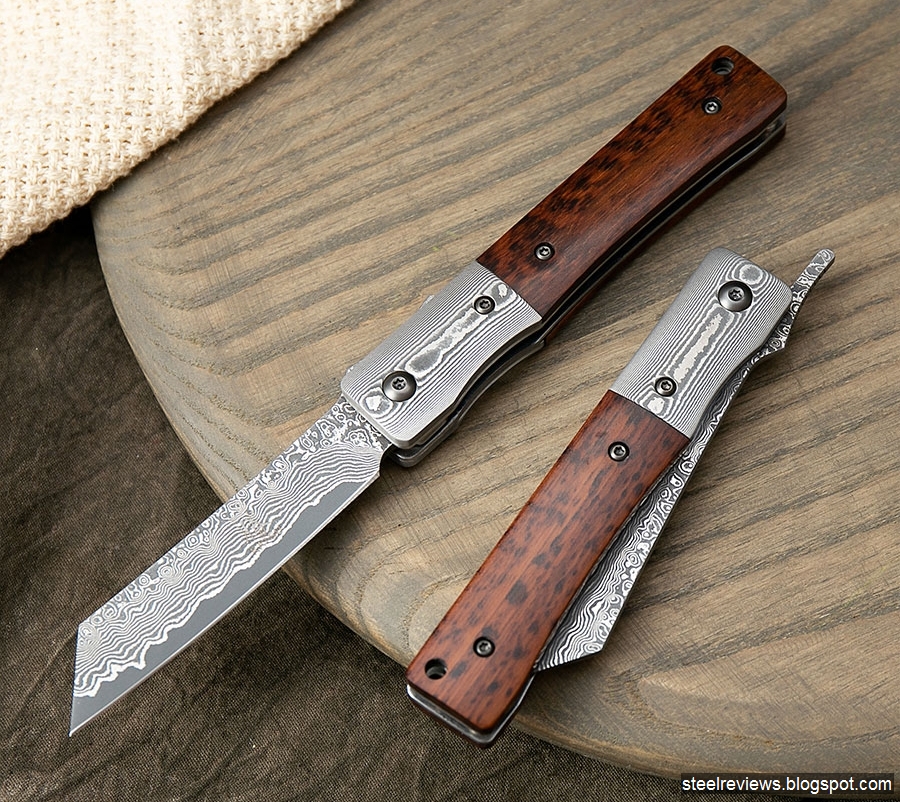 KATSU JSW01, Snake Wood Handle & Damascus Blade, Leather Sheath
