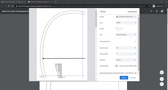 Pdf-kaavojen tulostaminen