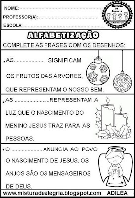 Atividades de alfabetização 3º ano,formação de frases,natal